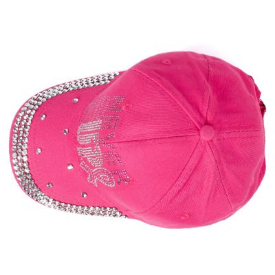 Womens Breast Cancer Awareness Bling Baseball Cap - "Never Give Up" Image 2