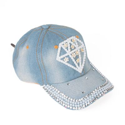 Womens Cotton Bling Baseball Cap - "Diamond" Image 1