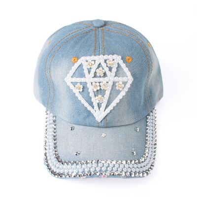 Womens Cotton Bling Baseball Cap - "Diamond" Image 2