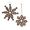 Wood Bead Snowflake Ornament (Set Of 12) 4.75"D, 6.75"D Wood Image 1