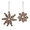 Wood Bead Snowflake Ornament (Set Of 12) 4.75"D, 6.75"D Wood Image 1