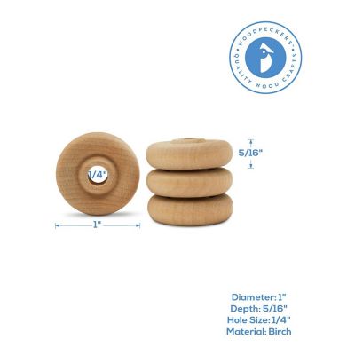 Woodpeckers Crafts, DIY Unfinished Wood 1", 5/16" Thick Classic Wheels Pack of 25 Image 3