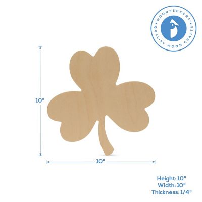 Woodpeckers Crafts, DIY Unfinished Wood 10" Clover Cutout, Pack of 6 Image 2