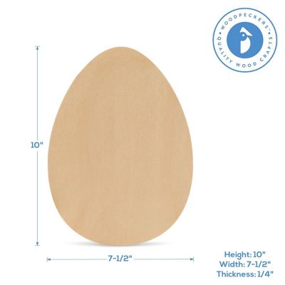 Woodpeckers Crafts, DIY Unfinished Wood 10" Egg Cutout Pack of 1 Image 2