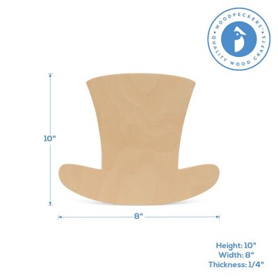 Woodpeckers Crafts, DIY Unfinished Wood 10" Leprechaun Hat Cutout, Pack of 12 Image 2