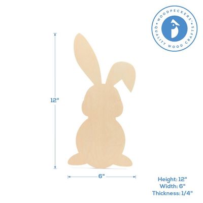 Woodpeckers Crafts, DIY Unfinished Wood 12" Bunny Cutout Pack of 1 Image 1