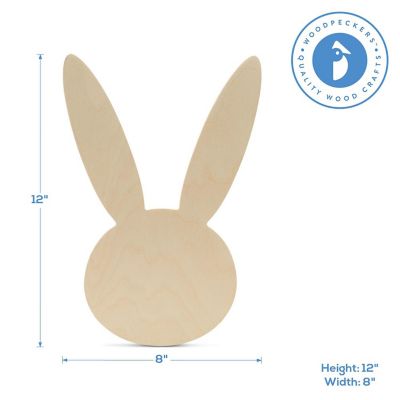 Woodpeckers Crafts, DIY Unfinished Wood 12" Bunny Face Cutout Pack of 1 Image 2