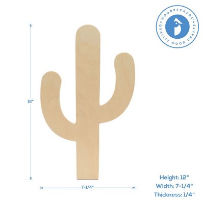 Woodpeckers Crafts, DIY Unfinished Wood 12" Cactus Cutouts, Pack of 10 Image 2