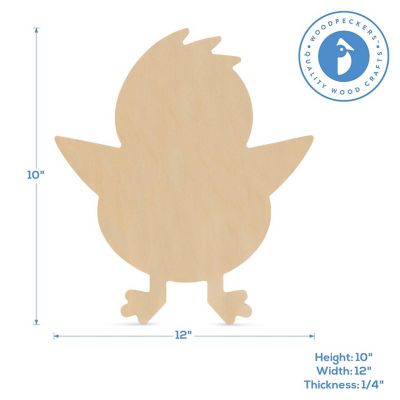 Woodpeckers Crafts, DIY Unfinished Wood 12" Chick Cutout Pack of 3 Image 2