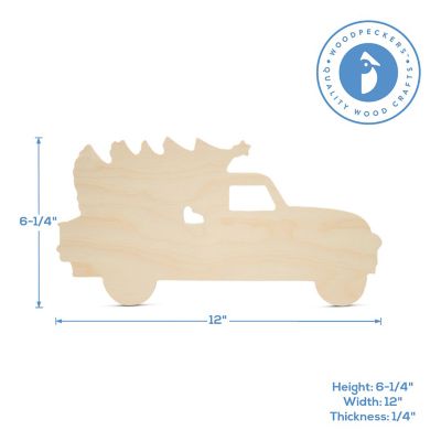Woodpeckers Crafts, DIY Unfinished Wood 12" Christmas Pickup Truck Cutout Pack of 12 Image 2