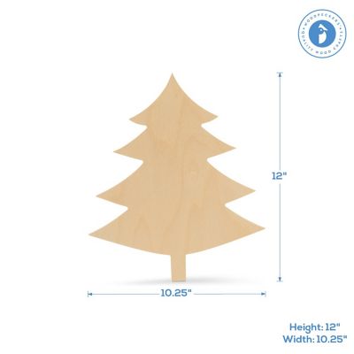 Woodpeckers Crafts, DIY Unfinished Wood 12" Christmas Tree Cutout, Pack of 12 Image 2