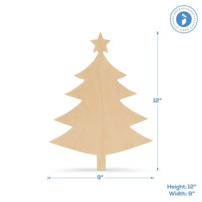 Woodpeckers Crafts, DIY Unfinished Wood 12" Christmas Tree with Star Cutout, Pack of 12 Image 2