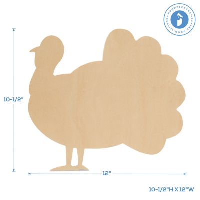 Woodpeckers Crafts, DIY Unfinished Wood 12" Classic Turkey Cutout Pack of 3 Image 2