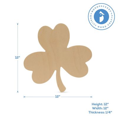 Woodpeckers Crafts, DIY Unfinished Wood 12" Clover Cutout, Pack of 3 Image 2