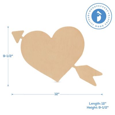 Woodpeckers Crafts, DIY Unfinished Wood 12" Cupid Heart Cutout, Pack of 6 Image 2