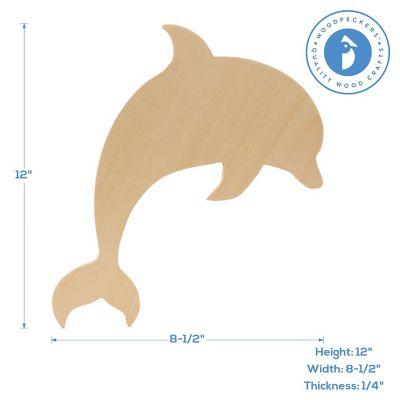 Woodpeckers Crafts, DIY Unfinished Wood 12" Dolphin Cutouts, Pack of 10 Image 2