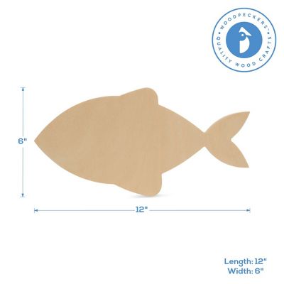 Woodpeckers Crafts, DIY Unfinished Wood 12" Fish Cutouts, Pack of 10 Image 2