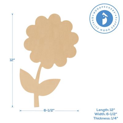 Woodpeckers Crafts, DIY Unfinished Wood 12" Flower Cutout, Pack of 12 Image 2