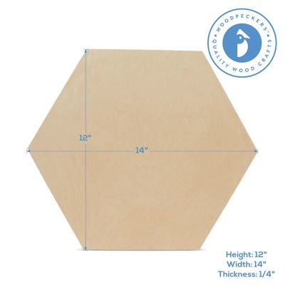 Woodpeckers Crafts, DIY Unfinished Wood 12" Hexagon Pack of 3 Image 2