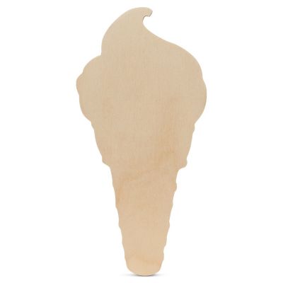 Woodpeckers Crafts, DIY Unfinished Wood 12" Ice Cream Cone Cutouts, Pack of 3 Image 1