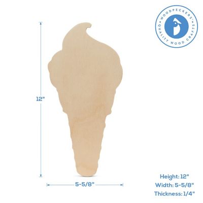 Woodpeckers Crafts, DIY Unfinished Wood 12" Ice Cream Cone Cutouts, Pack of 5 Image 2