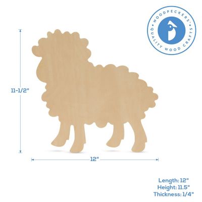 Woodpeckers Crafts, DIY Unfinished Wood 12" Lamb Cutout, Pack of 3 Image 2