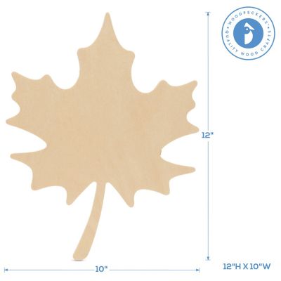 Woodpeckers Crafts, DIY Unfinished Wood 12" Maple Leaf Cutout Pack of 3 Image 2