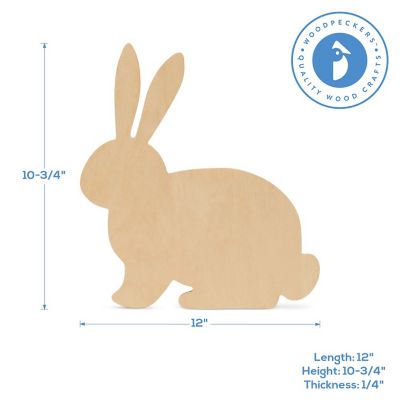 Woodpeckers Crafts, DIY Unfinished Wood 12" Rabbit Cutout, Pack of 3 Image 2