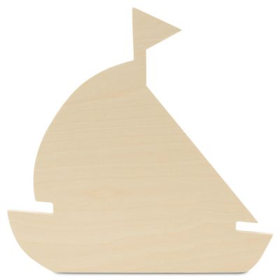Woodpeckers Crafts, DIY Unfinished Wood 12" Sailboat Cutouts, Pack of 3 Image 1