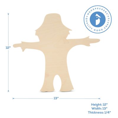 Woodpeckers Crafts, DIY Unfinished Wood 12" Scarecrow Cutout Pack of 3 Image 2