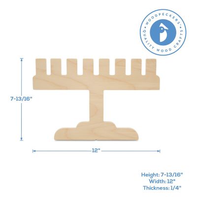Woodpeckers Crafts, DIY Unfinished Wood 12" Square Menorah Cutout Pack of 12 Image 2