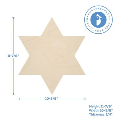 Woodpeckers Crafts, DIY Unfinished Wood 12" Star of David Cutout Pack of 12 Image 2