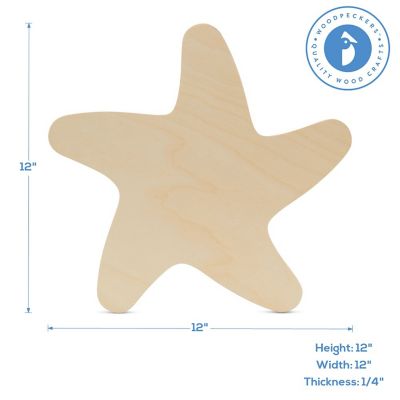 Woodpeckers Crafts, DIY Unfinished Wood 12" Starfish Cutouts, Pack of 3 Image 2
