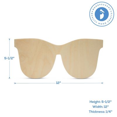 Woodpeckers Crafts, DIY Unfinished Wood 12" Sunglasses Cutouts, Pack of 10 Image 2