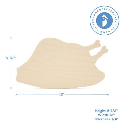 Woodpeckers Crafts, DIY Unfinished Wood 12" Turkey Meat Cutout Pack of 3 Image 2