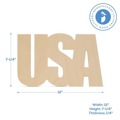 Woodpeckers Crafts, DIY Unfinished Wood 12" USA Cutouts, Pack of 2 Image 2