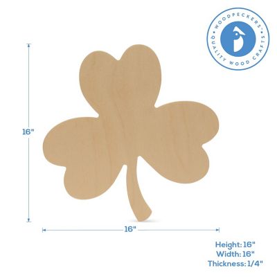 Woodpeckers Crafts, DIY Unfinished Wood 16" Clover Cutout, Pack of 3 Image 2