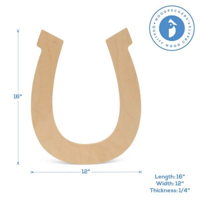 Woodpeckers Crafts, DIY Unfinished Wood 16" Horseshoe Cutout, Pack of 6 Image 2