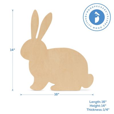 Woodpeckers Crafts, DIY Unfinished Wood 16" Rabbit Cutout, Pack of 3 Image 2