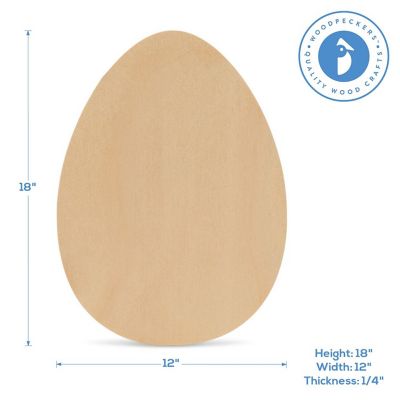 Woodpeckers Crafts, DIY Unfinished Wood 18" Egg Cutout Pack of 1 Image 2