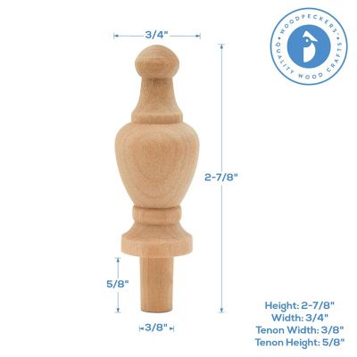 Woodpeckers Crafts, DIY Unfinished Wood 2-7/8" Finial, Pack of 25 Image 3