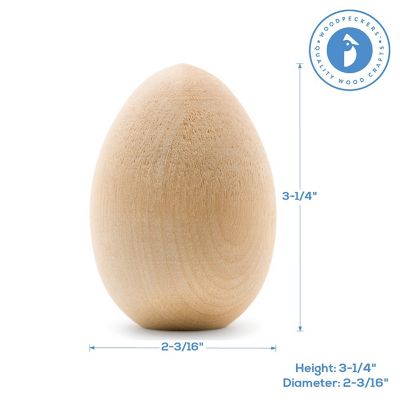 Woodpeckers Crafts, DIY Unfinished Wood 3-1/4" Flat Bottom Egg, Pack of 10 Image 3