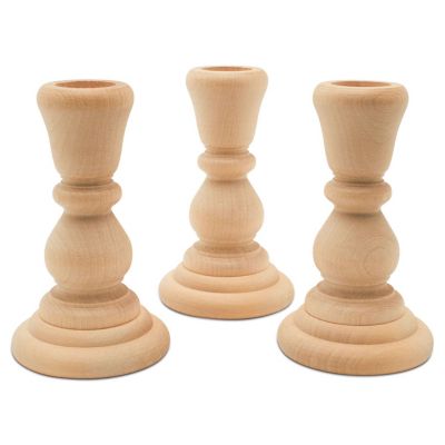 Woodpeckers Crafts, DIY Unfinished Wood 4" Candlestick, Pack of 25 Image 1
