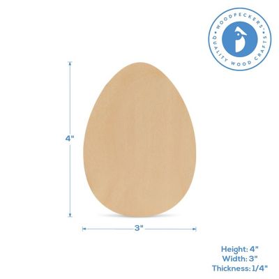 Woodpeckers Crafts, DIY Unfinished Wood 4" Egg Cutout Pack of 12 Image 2