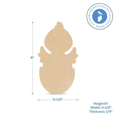 Woodpeckers Crafts, DIY Unfinished Wood 6" Chick in Egg Cutout Pack of 3 Image 2