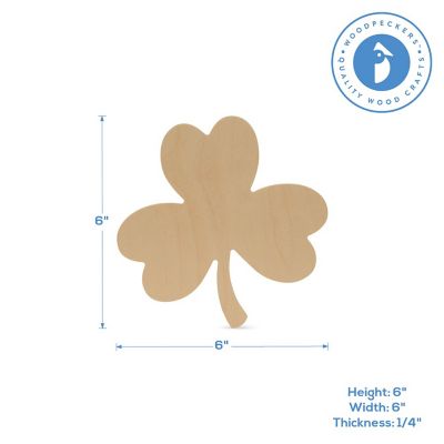 Woodpeckers Crafts, DIY Unfinished Wood 6" Clover Cutout, Pack of 12 Image 2