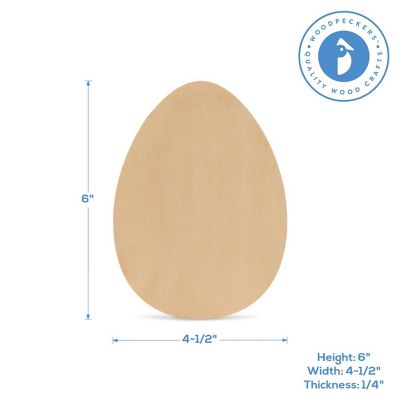 Woodpeckers Crafts, DIY Unfinished Wood 6" Egg Cutout Pack of 12 Image 2