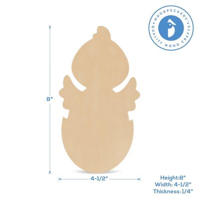 Woodpeckers Crafts, DIY Unfinished Wood 8" Chick in Egg Cutout Pack of 3 Image 2