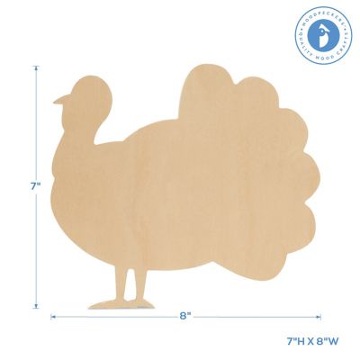 Woodpeckers Crafts, DIY Unfinished Wood 8" Classic Turkey Cutout Pack of 12 Image 2