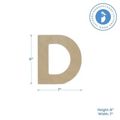 Woodpeckers Crafts, DIY Unfinished Wood 8" Letter D, Pack of 3 Image 1